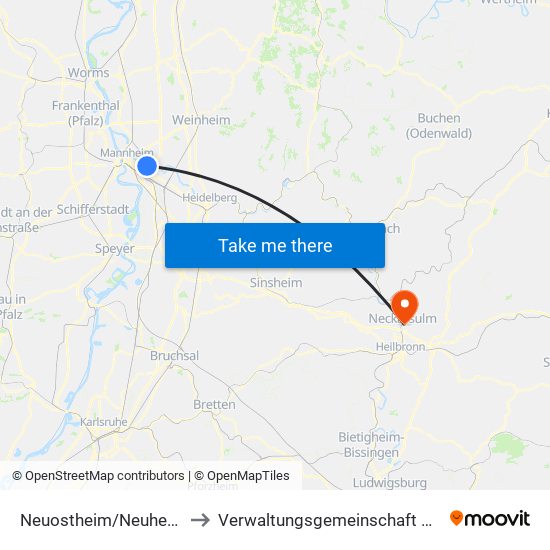 Neuostheim/Neuhermsheim to Verwaltungsgemeinschaft Neckarsulm map