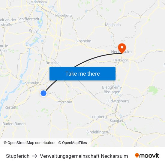 Stupferich to Verwaltungsgemeinschaft Neckarsulm map
