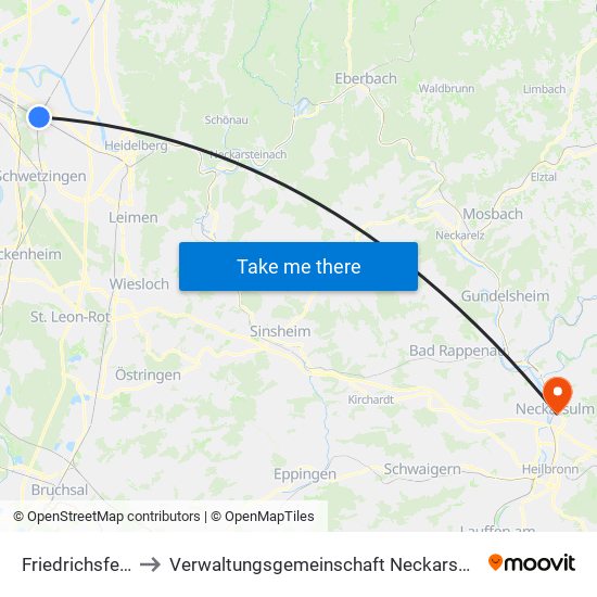 Friedrichsfeld to Verwaltungsgemeinschaft Neckarsulm map