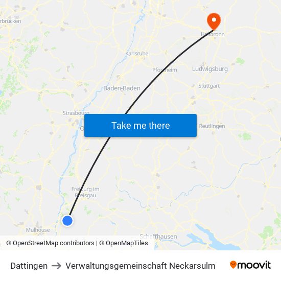 Dattingen to Verwaltungsgemeinschaft Neckarsulm map