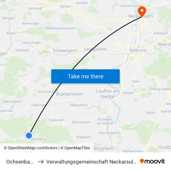 Ochsenbach to Verwaltungsgemeinschaft Neckarsulm map