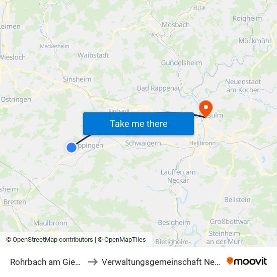 Rohrbach am Gießhübel to Verwaltungsgemeinschaft Neckarsulm map
