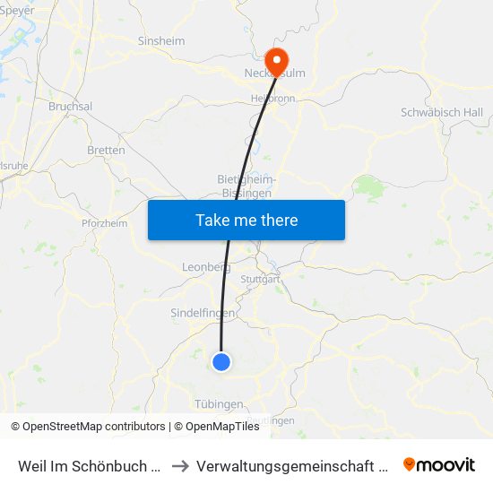 Weil Im Schönbuch (Kernort) to Verwaltungsgemeinschaft Neckarsulm map