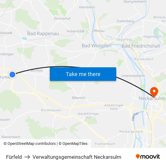 Fürfeld to Verwaltungsgemeinschaft Neckarsulm map