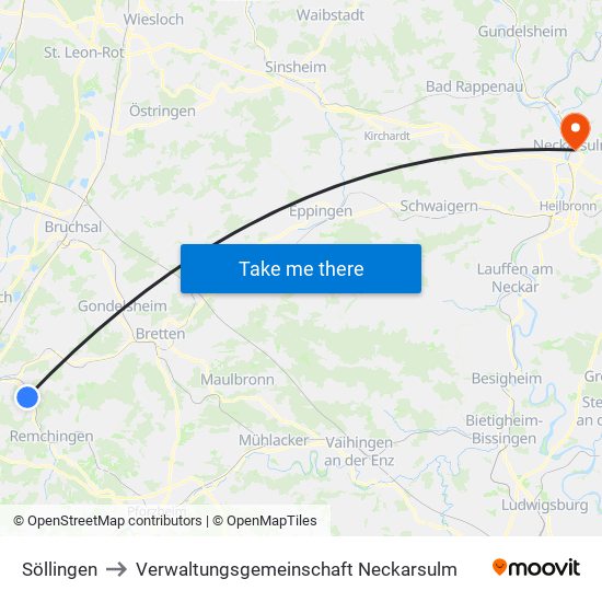 Söllingen to Verwaltungsgemeinschaft Neckarsulm map