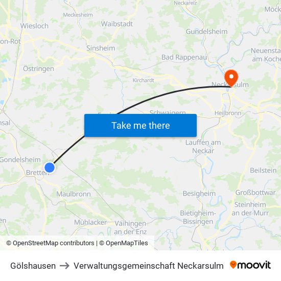 Gölshausen to Verwaltungsgemeinschaft Neckarsulm map