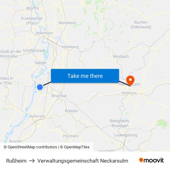 Rußheim to Verwaltungsgemeinschaft Neckarsulm map