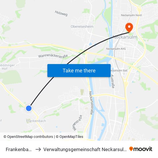 Frankenbach to Verwaltungsgemeinschaft Neckarsulm map