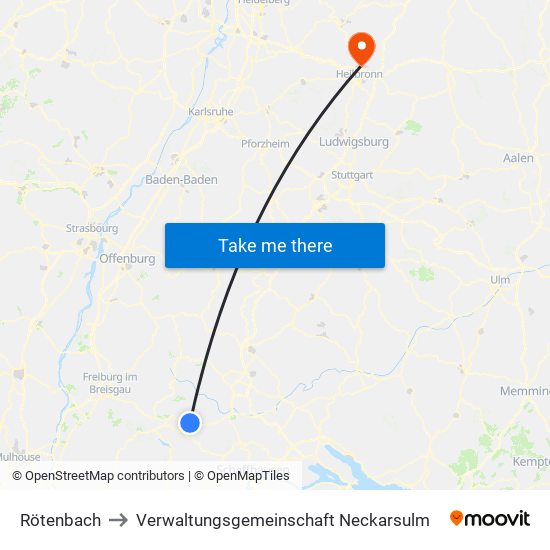 Rötenbach to Verwaltungsgemeinschaft Neckarsulm map