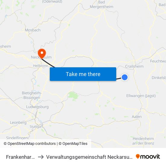Frankenhardt to Verwaltungsgemeinschaft Neckarsulm map