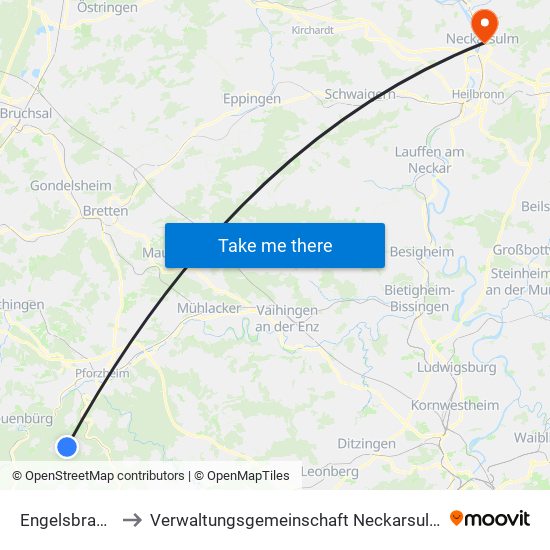 Engelsbrand to Verwaltungsgemeinschaft Neckarsulm map