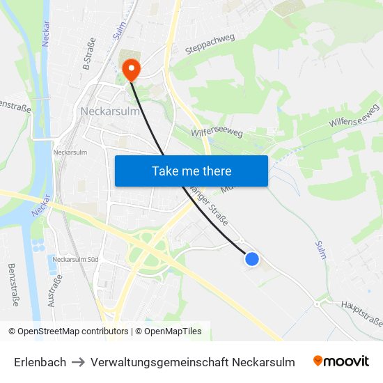 Erlenbach to Verwaltungsgemeinschaft Neckarsulm map