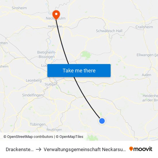 Drackenstein to Verwaltungsgemeinschaft Neckarsulm map