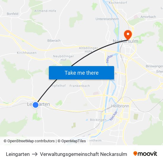 Leingarten to Verwaltungsgemeinschaft Neckarsulm map
