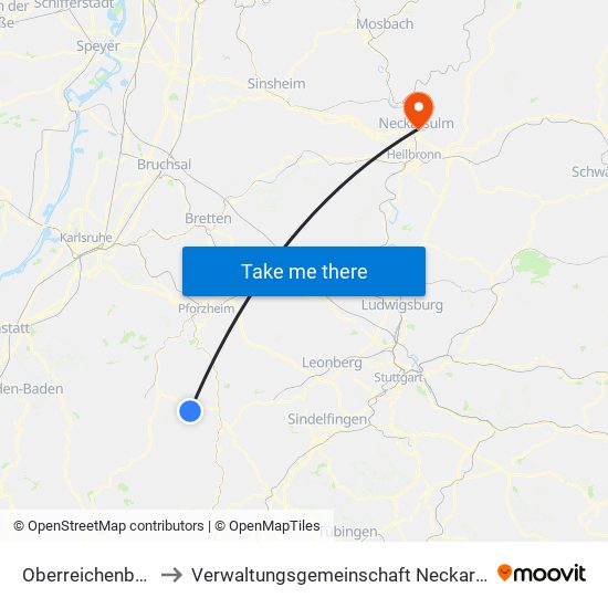 Oberreichenbach to Verwaltungsgemeinschaft Neckarsulm map
