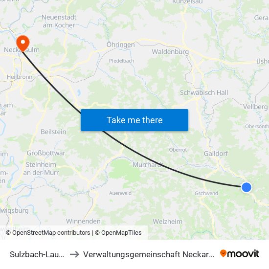 Sulzbach-Laufen to Verwaltungsgemeinschaft Neckarsulm map