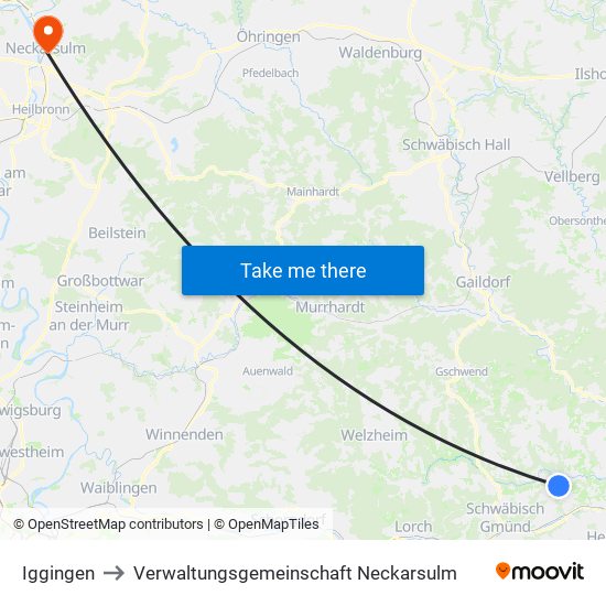 Iggingen to Verwaltungsgemeinschaft Neckarsulm map