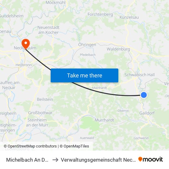 Michelbach An Der Bilz to Verwaltungsgemeinschaft Neckarsulm map