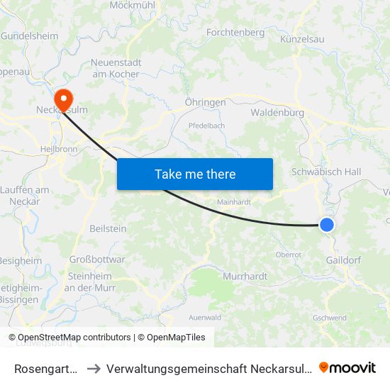 Rosengarten to Verwaltungsgemeinschaft Neckarsulm map