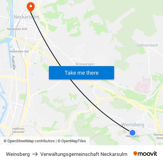 Weinsberg to Verwaltungsgemeinschaft Neckarsulm map