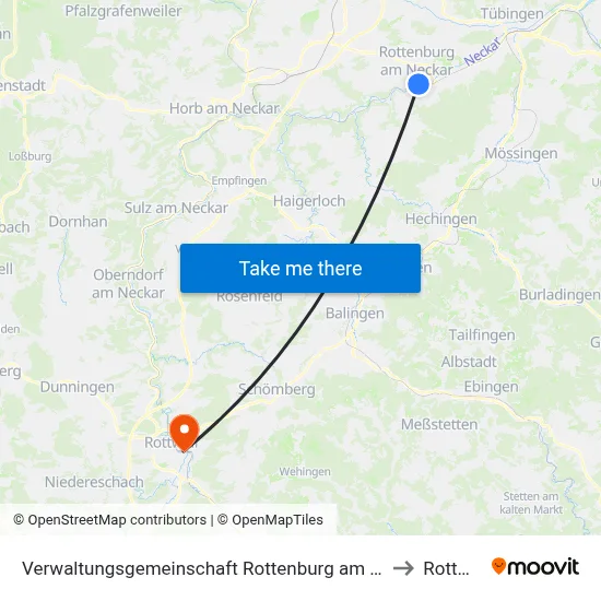Verwaltungsgemeinschaft Rottenburg am Neckar to Rottweil map