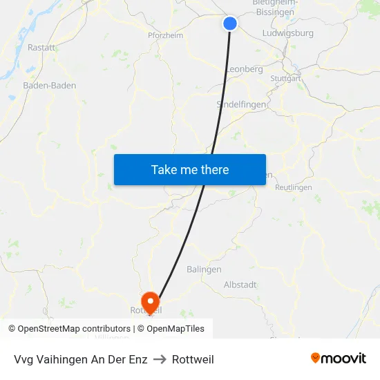 Vvg Vaihingen An Der Enz to Rottweil map