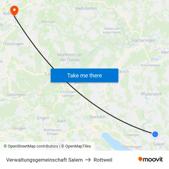 Verwaltungsgemeinschaft Salem to Rottweil map