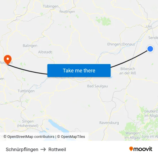 Schnürpflingen to Rottweil map