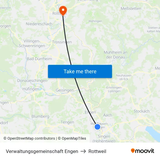 Verwaltungsgemeinschaft Engen to Rottweil map