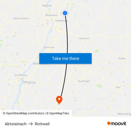 Abtsteinach to Rottweil map