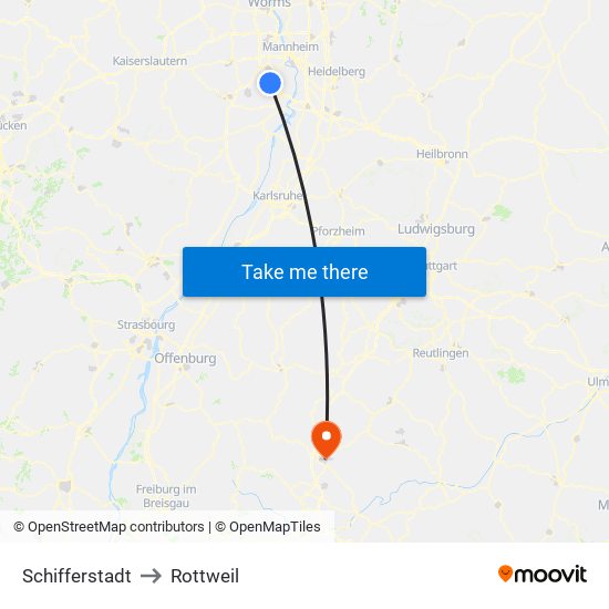 Schifferstadt to Rottweil map