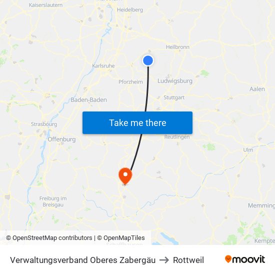Verwaltungsverband Oberes Zabergäu to Rottweil map
