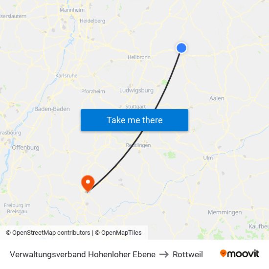 Verwaltungsverband Hohenloher Ebene to Rottweil map