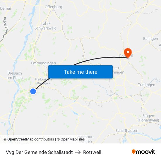 Vvg Der Gemeinde Schallstadt to Rottweil map