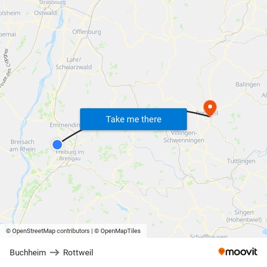 Buchheim to Rottweil map