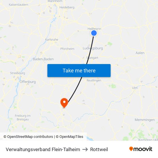 Verwaltungsverband Flein-Talheim to Rottweil map