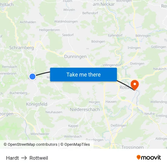 Hardt to Rottweil map