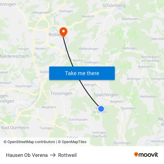 Hausen Ob Verena to Rottweil map