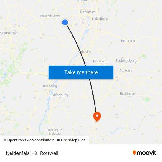 Neidenfels to Rottweil map
