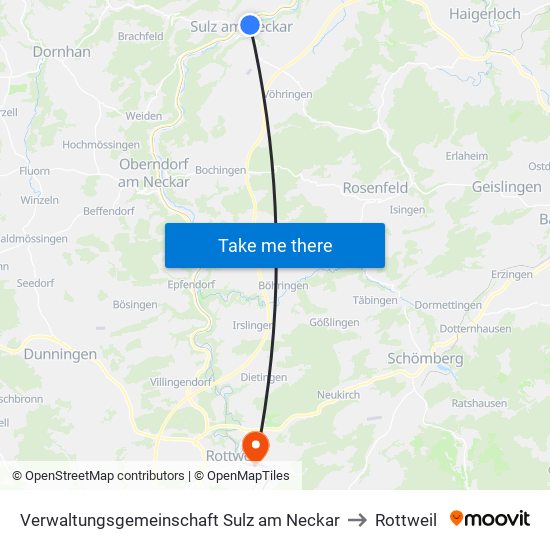 Verwaltungsgemeinschaft Sulz am Neckar to Rottweil map