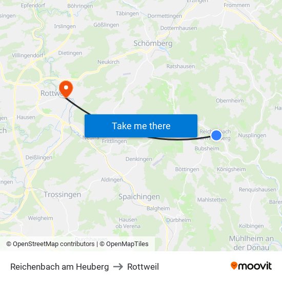 Reichenbach am Heuberg to Rottweil map