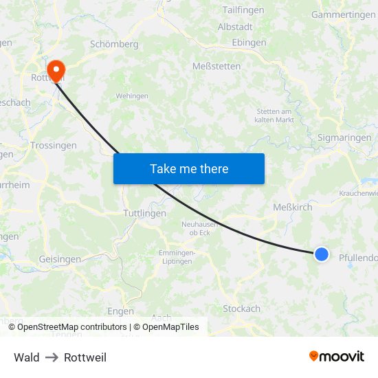 Wald to Rottweil map