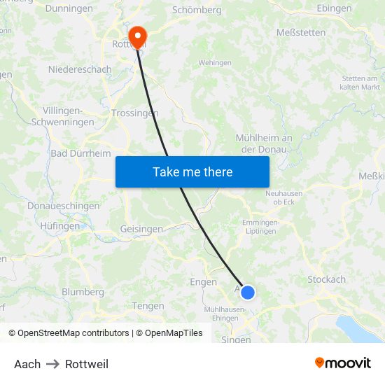 Aach to Rottweil map