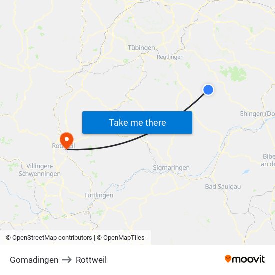 Gomadingen to Rottweil map