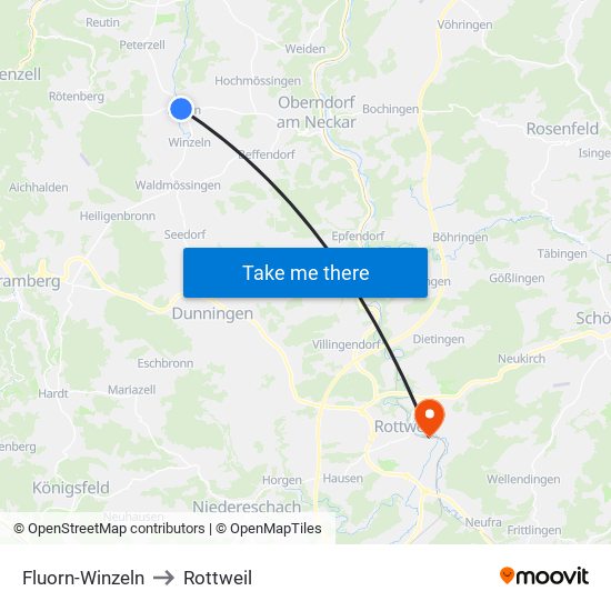 Fluorn-Winzeln to Rottweil map