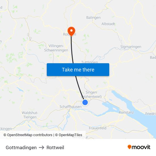 Gottmadingen to Rottweil map