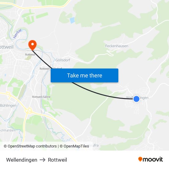 Wellendingen to Rottweil map