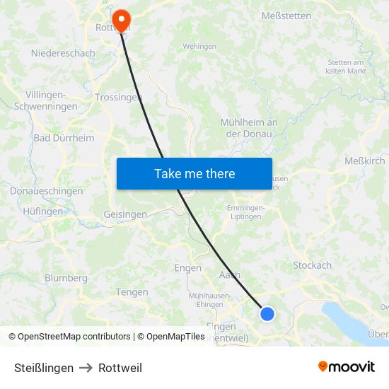 Steißlingen to Rottweil map