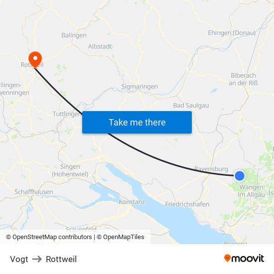 Vogt to Rottweil map