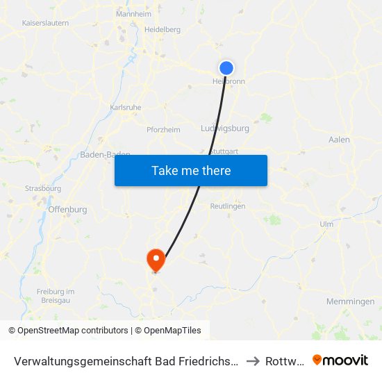 Verwaltungsgemeinschaft Bad Friedrichshall to Rottweil map